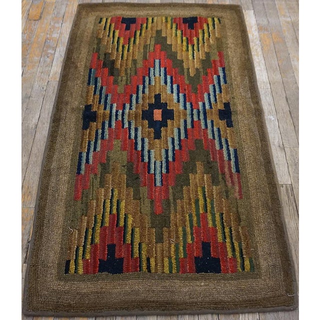 Early 20th Century American Hooked Rug, Size: 2' 8" x 4' 10" General Rug Type: North & South American Specific Rug Type:...