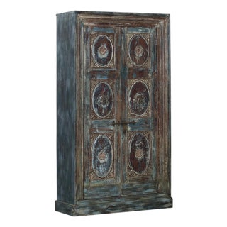 Armoire Constructed From Antique Indian Painted Teakwood Doors, Its Facade and Reclaimed Elements For Sale