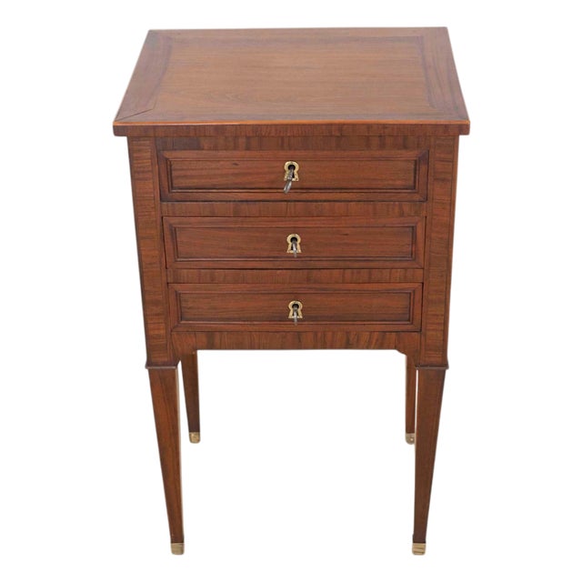 French 19th Century Louis XVI Style Side Table with Fitted Mirror For Sale