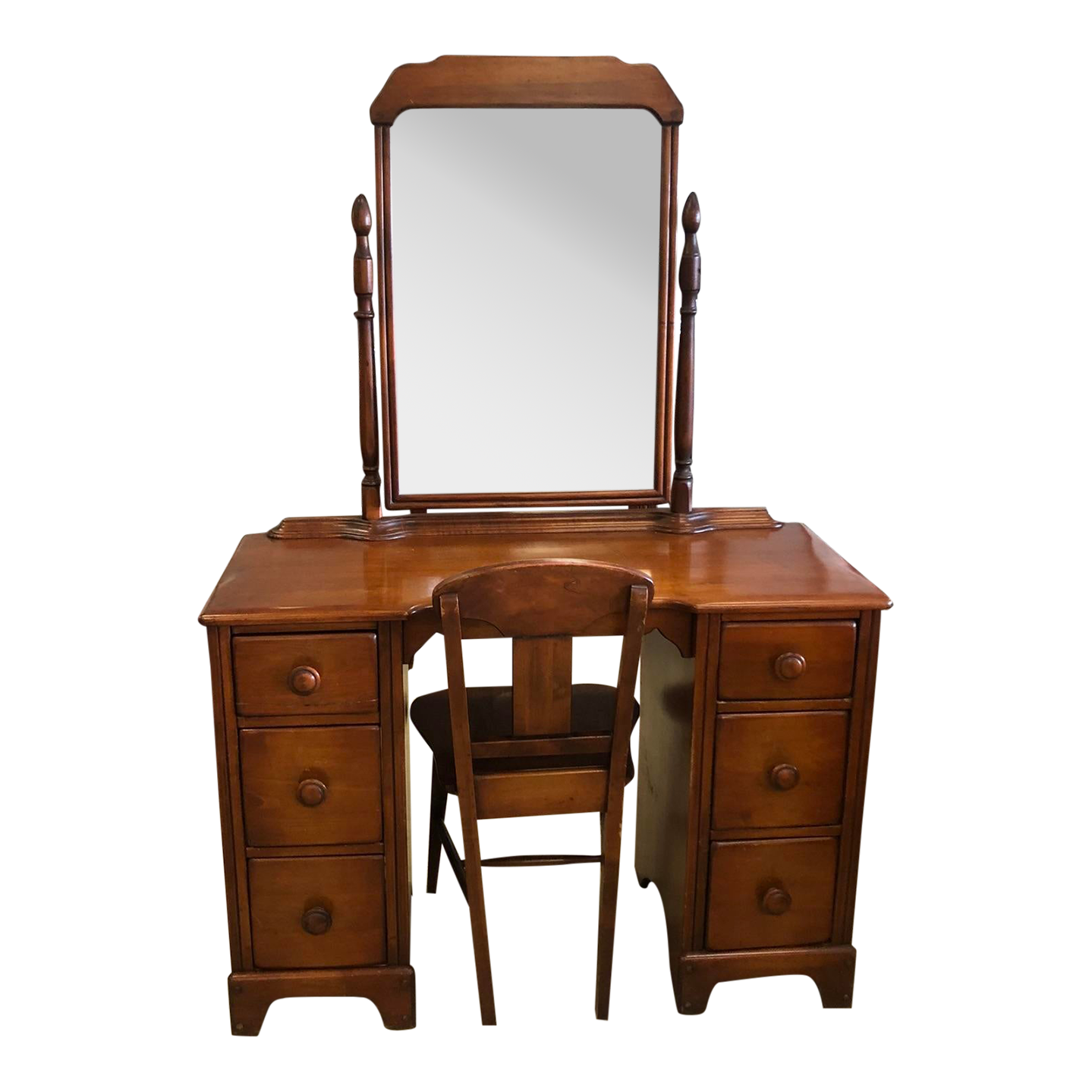 1950 S Vanity With Mirror And Chair Set Of 2 Chairish 1950s Vanity With Mirror And Chair Set Of 2 6610