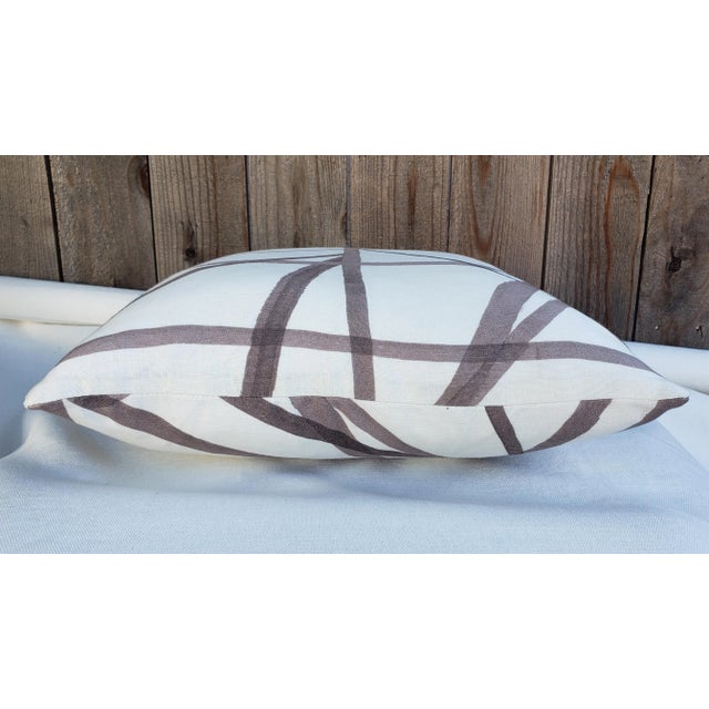 Kelly Wearstler Channels Taupe Ivory Fabric Pillow Cover For Sale - Image 4 of 5