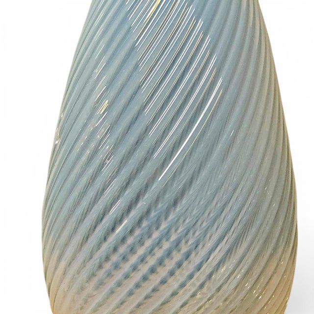 Antique Opalescent Uranium Glass Bullet Swirl Pendant Light Shade 9" For Sale In San Francisco - Image 6 of 10
