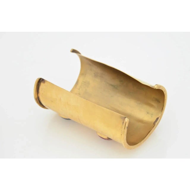 Vintage Signed Mary McFadden Brass, Agate Stone and Lapis Lazuli Wide Cuff Bracelet Rare For Sale - Image 4 of 15