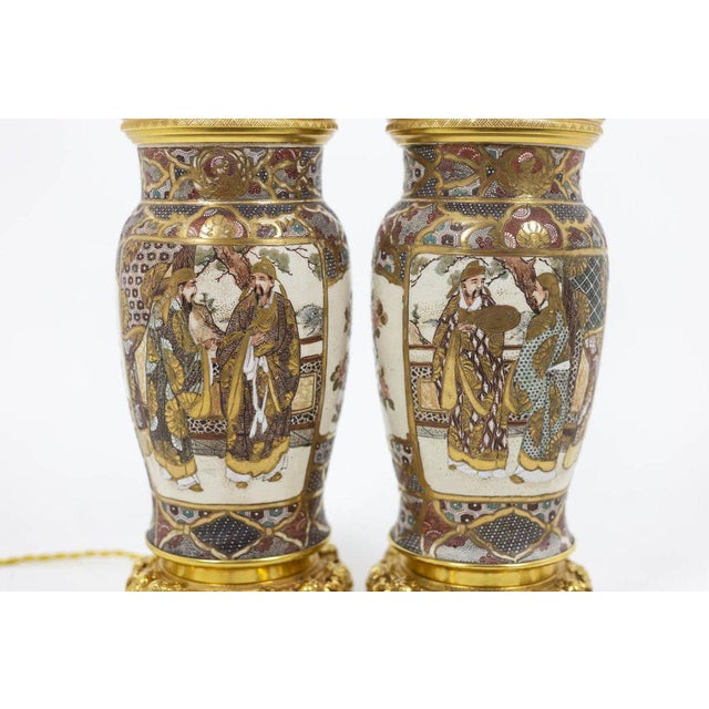 Black Satsuma Earthenware Lamps, Circa 1880, Set of 2 For Sale - Image 8 of 11