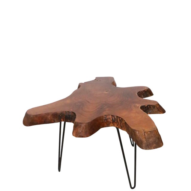 Organic Modern Free Edge Wood Slab Side Table For Sale - Image 11 of 11