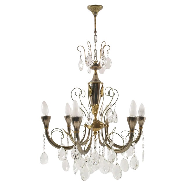 Italian Silver and Gold Chandelier, 1920s For Sale