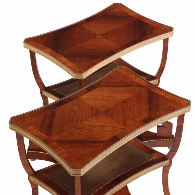 A Pair of Regency Style Rosewood, Leather and Bronze Mounted Three-Tier End Tables, C. 1900. Argentina. For Sale In Philadelphia - Image 6 of 7