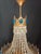 Vintage Brass Aqua Blue Crystal Chandelier For Sale - Image 9 of 12