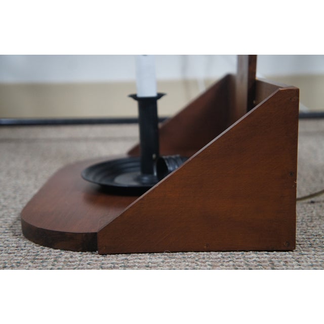 1970s 2 Shaker Early American Style Cherry Peg Rail Hurricane Wall Sconce Lights 34" For Sale - Image 6 of 12