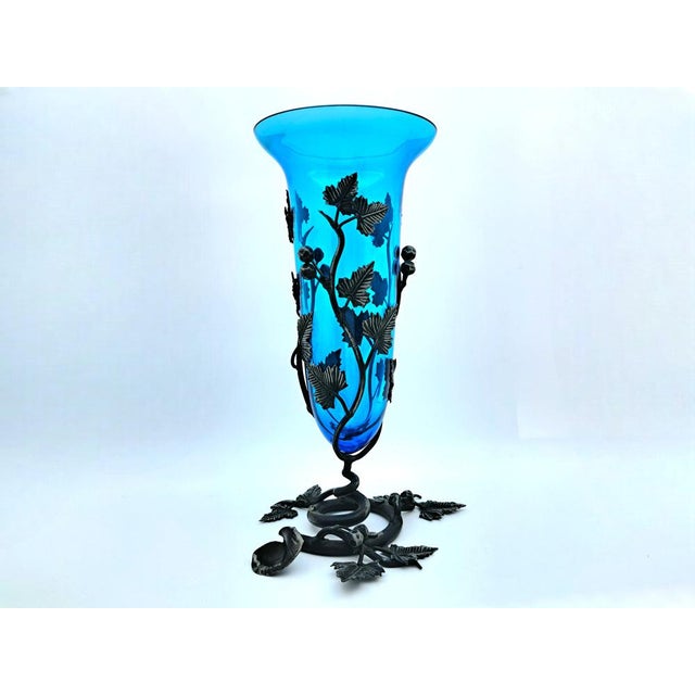 Murano Glass and Wrought Iron Vase by Umberto Bellotto for Barovier & Toso, 1930 For Sale - Image 9 of 9