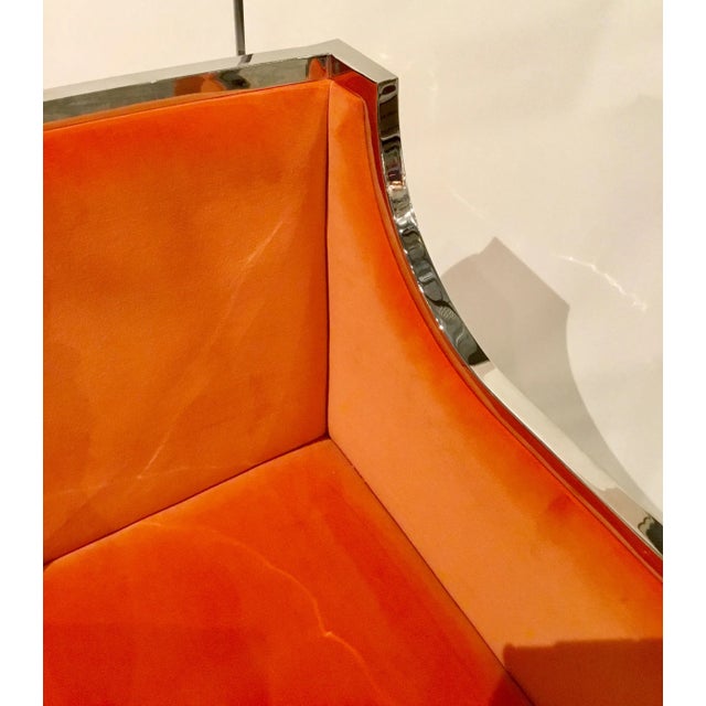 Contemporary Contemporary Orange Velvet Occasional Chair For Sale - Image 3 of 7