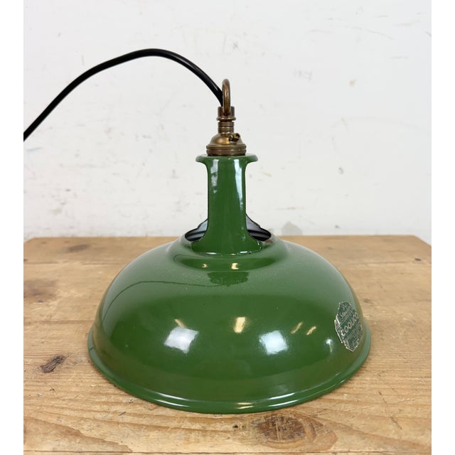 Industrial Green Enamel Factory Pendant Lamp from Coolicon, 1950s For Sale - Image 10 of 18
