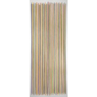 Sarah Vaaler Modern Minimalist Color Pencil Drawing With Multicolor Stripes of Yellow, Salmon and Pale Green For Sale