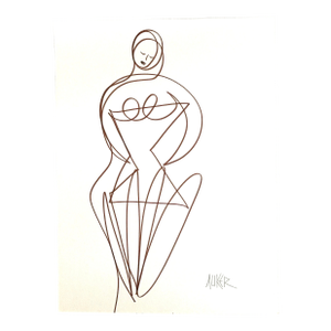 Contemporary Fashion Drawing Evening Gown in Line #1 by Cassandra Auker