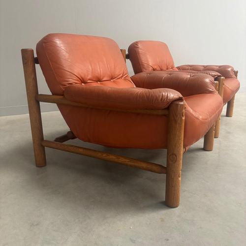 Brutalist Leather Lounge Chairs, 1960s, Set of 2 For Sale - Image 6 of 18
