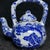1990s Vintage Chinese Blue and White Porcelain Teapot With Overhead Handle and Mountain Landscape For Sale - Image 5 of 9