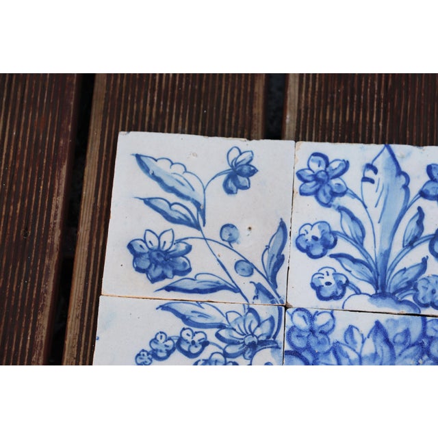 Tile Mural Panel Depicting a Baroque Jardinière With Flowers, Portuguese, 18th Century For Sale - Image 6 of 12