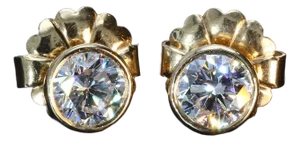 14k Yellow Gold Stud Earrings With a 1.0ct G/Si2 White Diamond in Each, A Pair