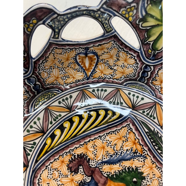 Coimbra Ceramic - Hand Painted Portuguese Fruit Basket 2 For Sale - Image 9 of 15