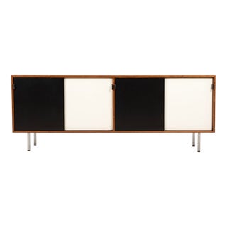 1950s Florence Knoll for Knoll International Sliding Door Storage Cabinet. For Sale