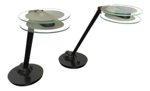 Pair of Architectural Postmodern Halogen Table Lamps by Relco Milan, 1980s