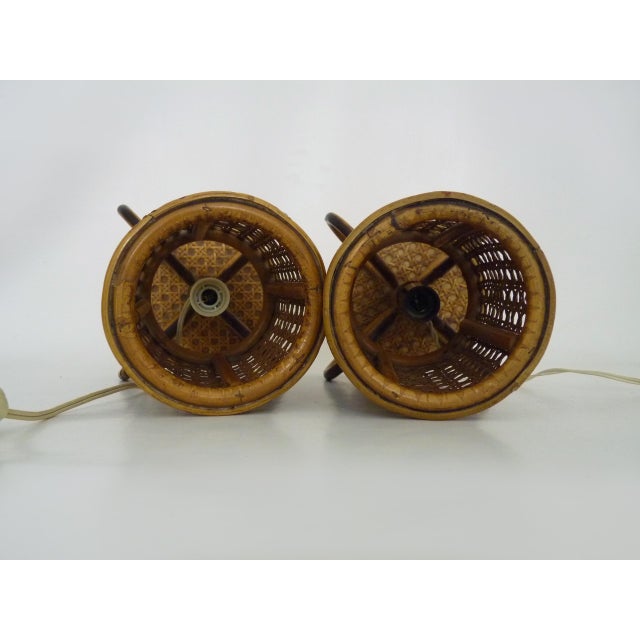 Bamboo, Rattan and Cane Lamps, Italy, 1950s-1960s, Set of 2 For Sale - Image 6 of 8