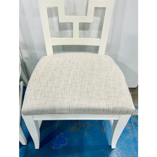 Modern White Geometric Back Side Chair For Sale - Image 4 of 9