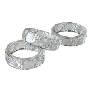Late 20th Century Hollywood Regency Crystal Napkin Rings, 3 For Sale