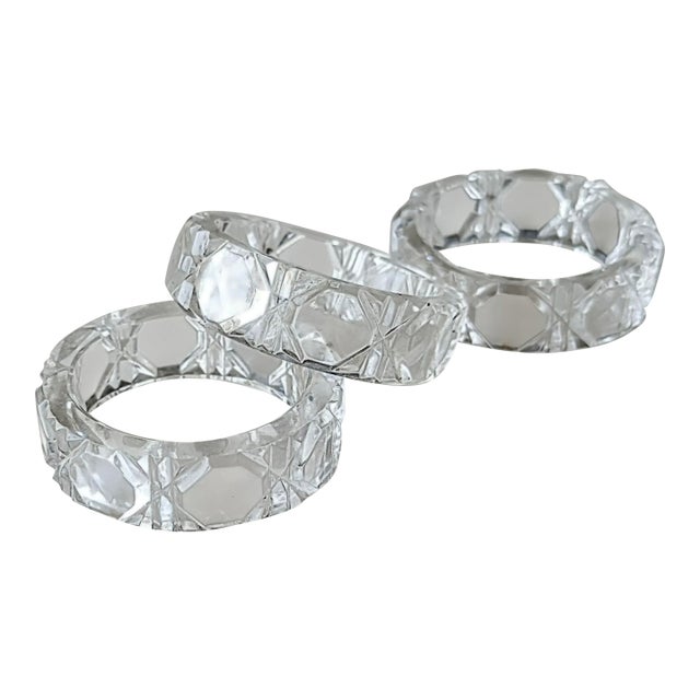 Late 20th Century Hollywood Regency Crystal Napkin Rings, 3 For Sale