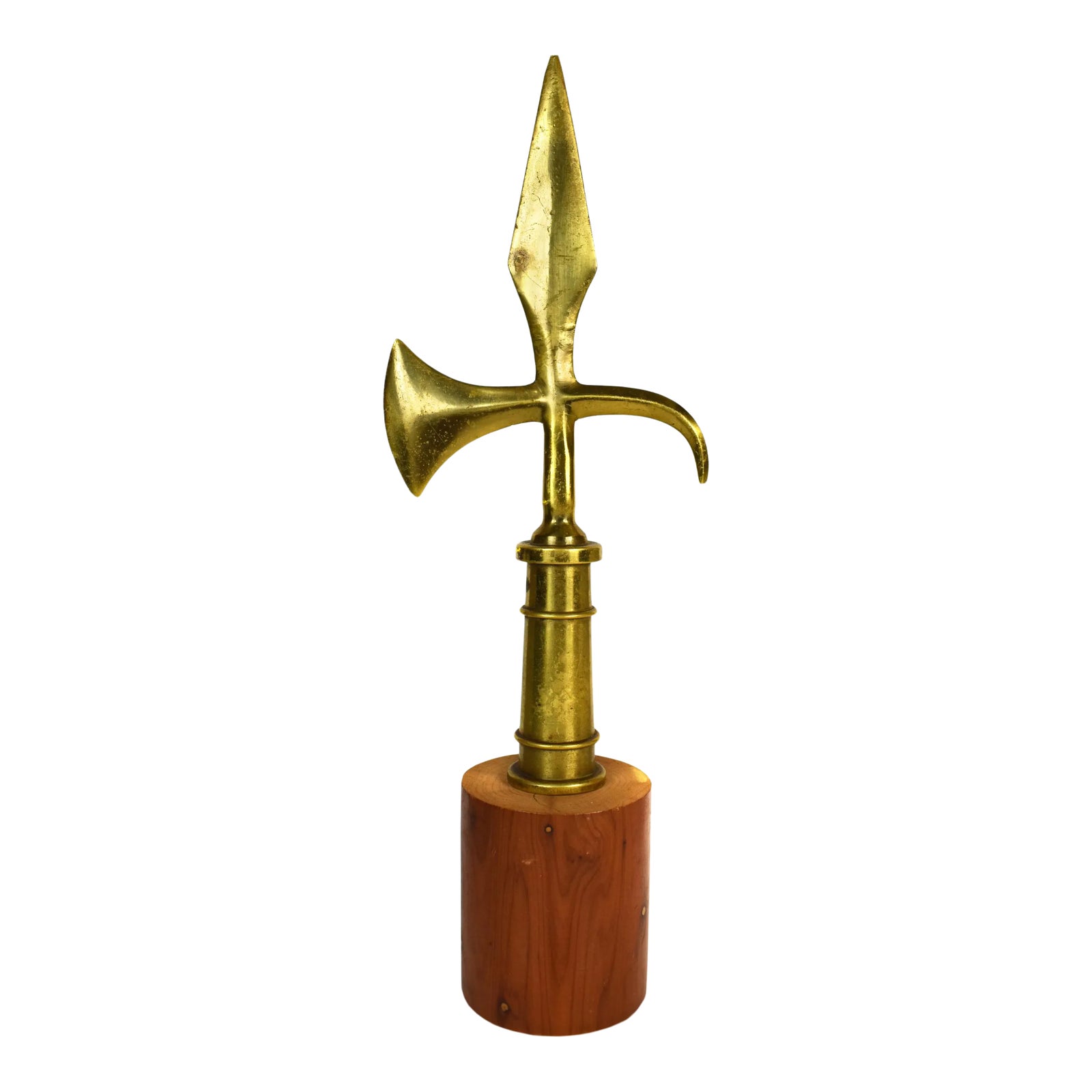 Vintage Early 20th Century Solid Brass Halberd Finial Battle Axe Flag ...
