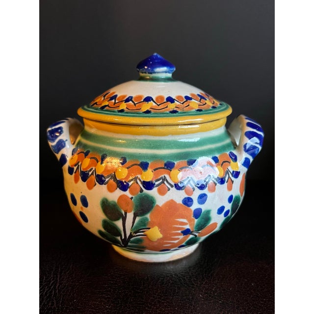 Ceramic Early 20th Century Signed Ysauro Uriarte Mexican Talavera Sugar and Creamer For Sale - Image 7 of 12
