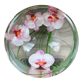 Emilio Robba White & Pink Phalaenopsis Orchid Centerpiece Resin Bowl For Sale
