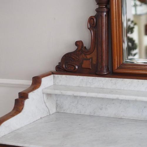 Metal Antique Gründerzeit Mirrored Chest of Drawers with White Marble, 1880s For Sale - Image 7 of 18