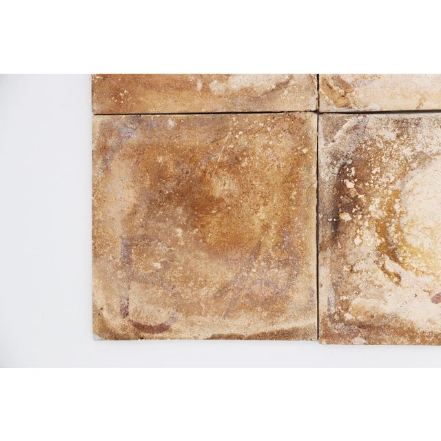 Blue 19th Century Set of Four Tiles Depicting a Woman Seated in a Field and Trees, Portuguese Baroque For Sale - Image 8 of 9