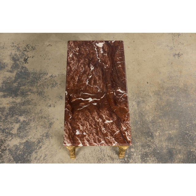 Mid 19th Century French Napoleon III Giltwood Coffee Table With Rouge Marble Top, Provence For Sale - Image 11 of 18