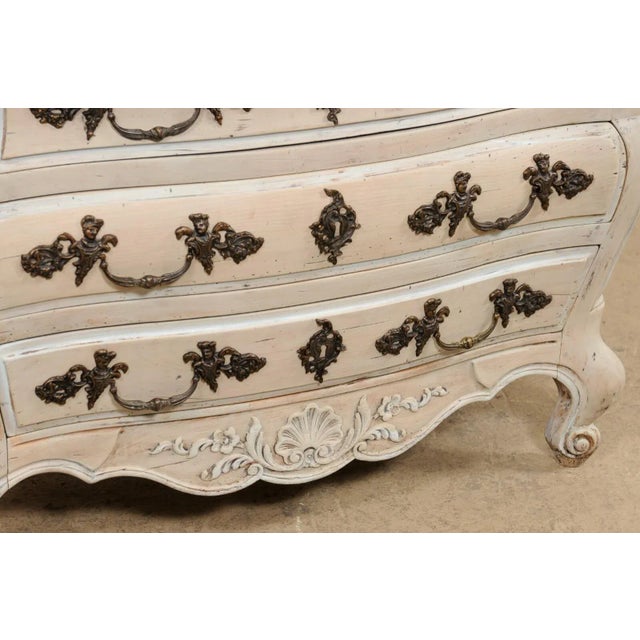 Early 20th Century French Bombé Carved & Painted Wood Commode For Sale - Image 11 of 11