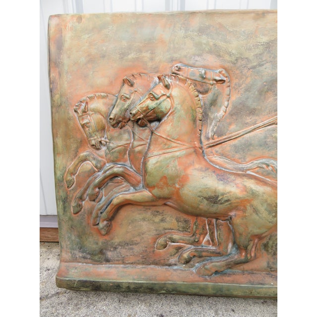 Large Mid Century Architectural Quadriga Victory Nike Greek Roman 40x25 Wall Art Sculpture ~ True Vintage ~ Commercial Size / Scale For Sale - Image 4 of 15
