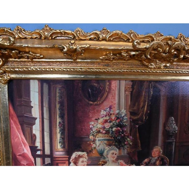 French Artist, Louis XVI Chateau Scene, Large Print, Framed For Sale - Image 6 of 7