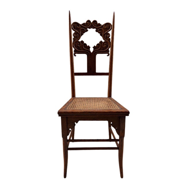 19th Century Eastlake Style Carved Walnut Side Chair With Cane Seat For Sale - Image 11 of 13
