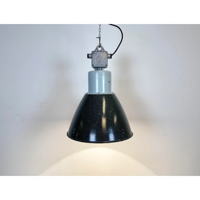 Gray Industrial Gray Enamel Factory Lamp from Elektrosvit, 1960s For Sale - Image 8 of 12