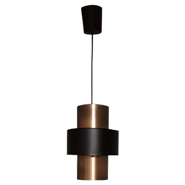 Lacquered Metal & Copper Ceiling Lamp, 1970s For Sale