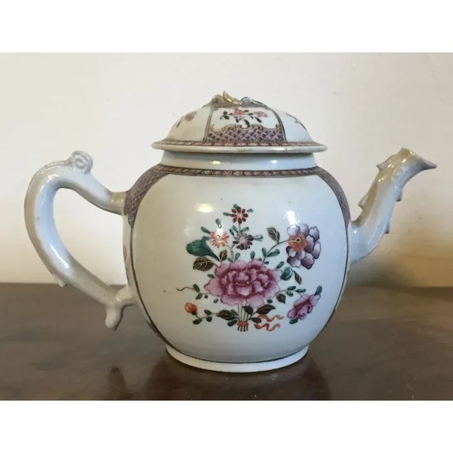 Antique 18th Century Chinese Export Porcelain Tea Pot in Famille Rose Palette For Sale - Image 9 of 13