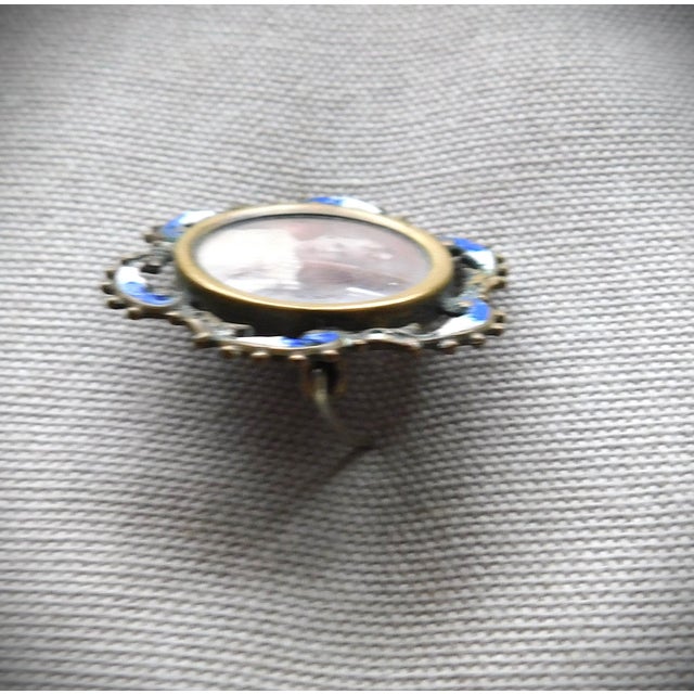 Metal Antique French Enamel Victorian Child Picture Frame Brooch Pin For Sale - Image 7 of 11
