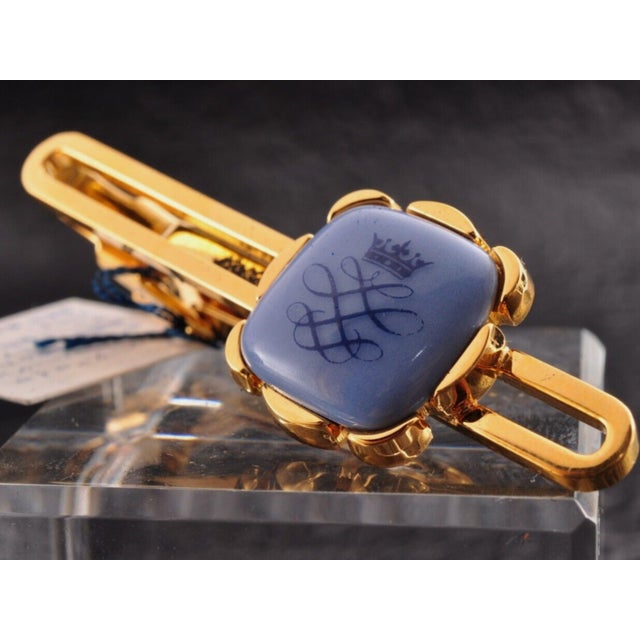 Metal Vintage Royal Danish Copenhagen Gold Plate & Porcelain Cufflinks Circa 1980 For Sale - Image 7 of 12