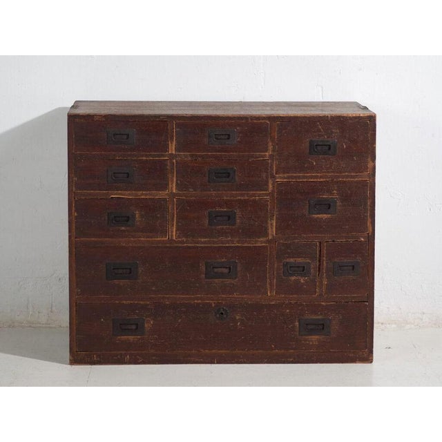 Wood Antique Japanese Tansu Chest of Drawers For Sale - Image 7 of 12