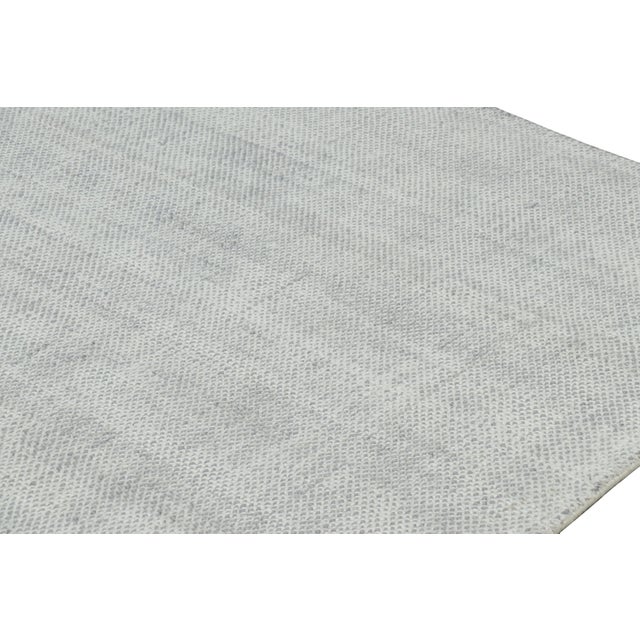 Rug & Kilim Rug & Kilim’s Oversized Textural Rug in Light Gray and Blue Tones & Striae -11"x15' For Sale - Image 4 of 6
