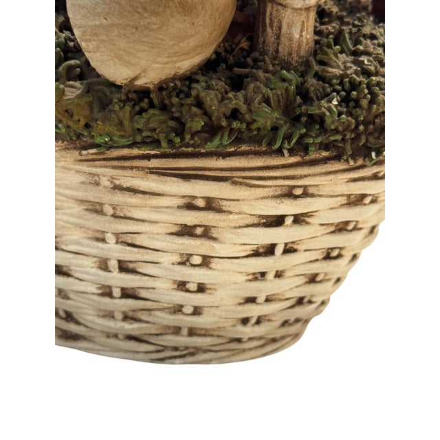 Vintage Italian Tromp l'Oeil Hand-Painted Woven Ceramic Basket of Mushrooms For Sale - Image 15 of 17