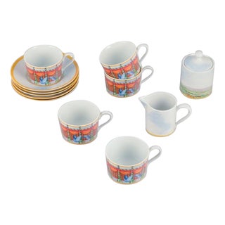 Fine Porcelain Montgolfiére Coffee Set from Williams-Sonoma, Set of 12 For Sale