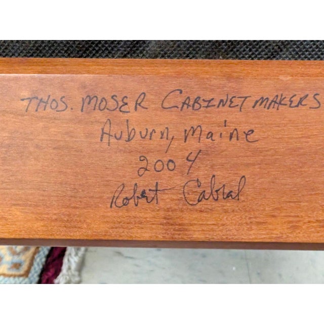 Thos. Moser “Lolling” Lounge Chair and Ottoman, Hard Wood, Leather For Sale - Image 13 of 15