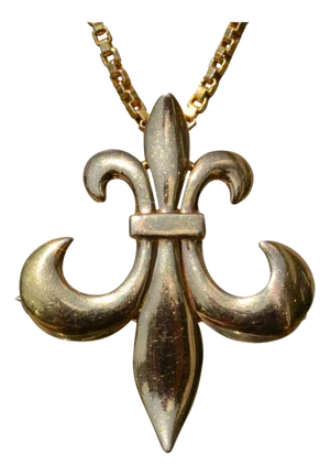 The Coral Springs: Vintage Fleur De Lis Pendant/ Pin Combination in Yellow Gold
